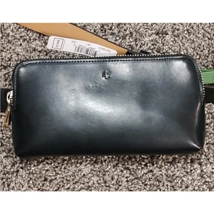 Kate Spade New York Belt Bag Black Leather Zip Top - - Size S/m