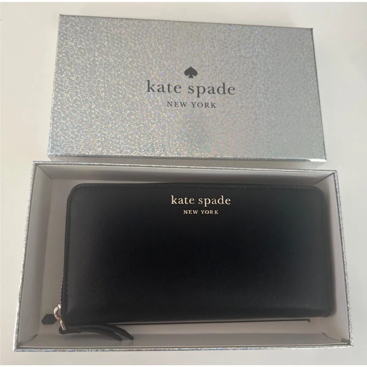 Kate Spade Black Cameron Saffiano Leather Continental Wallet K9571 Gift Box New