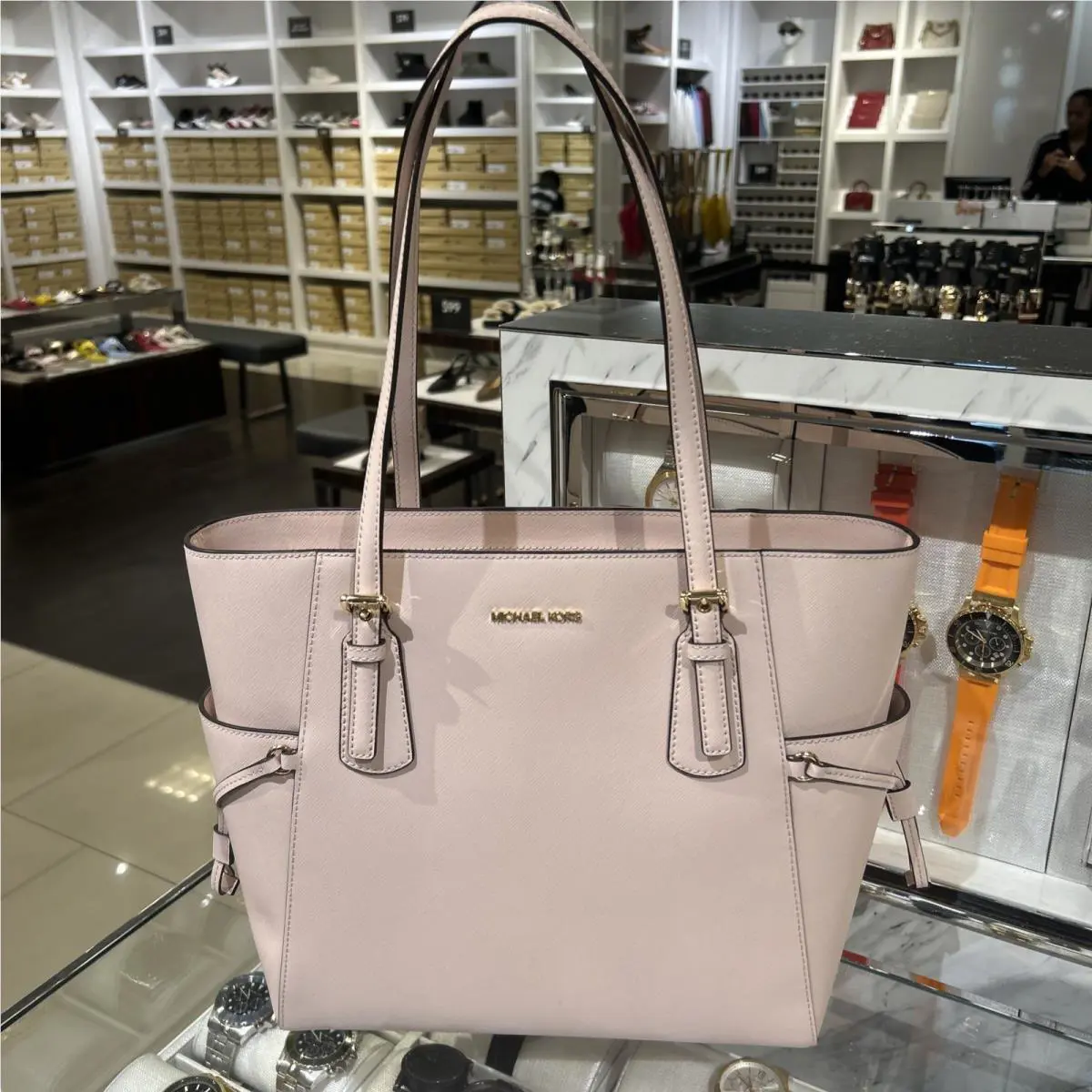Michael Kors Voyager Large Saffiano Leather Tote Bag Handbag Purse Tote Pink MK
