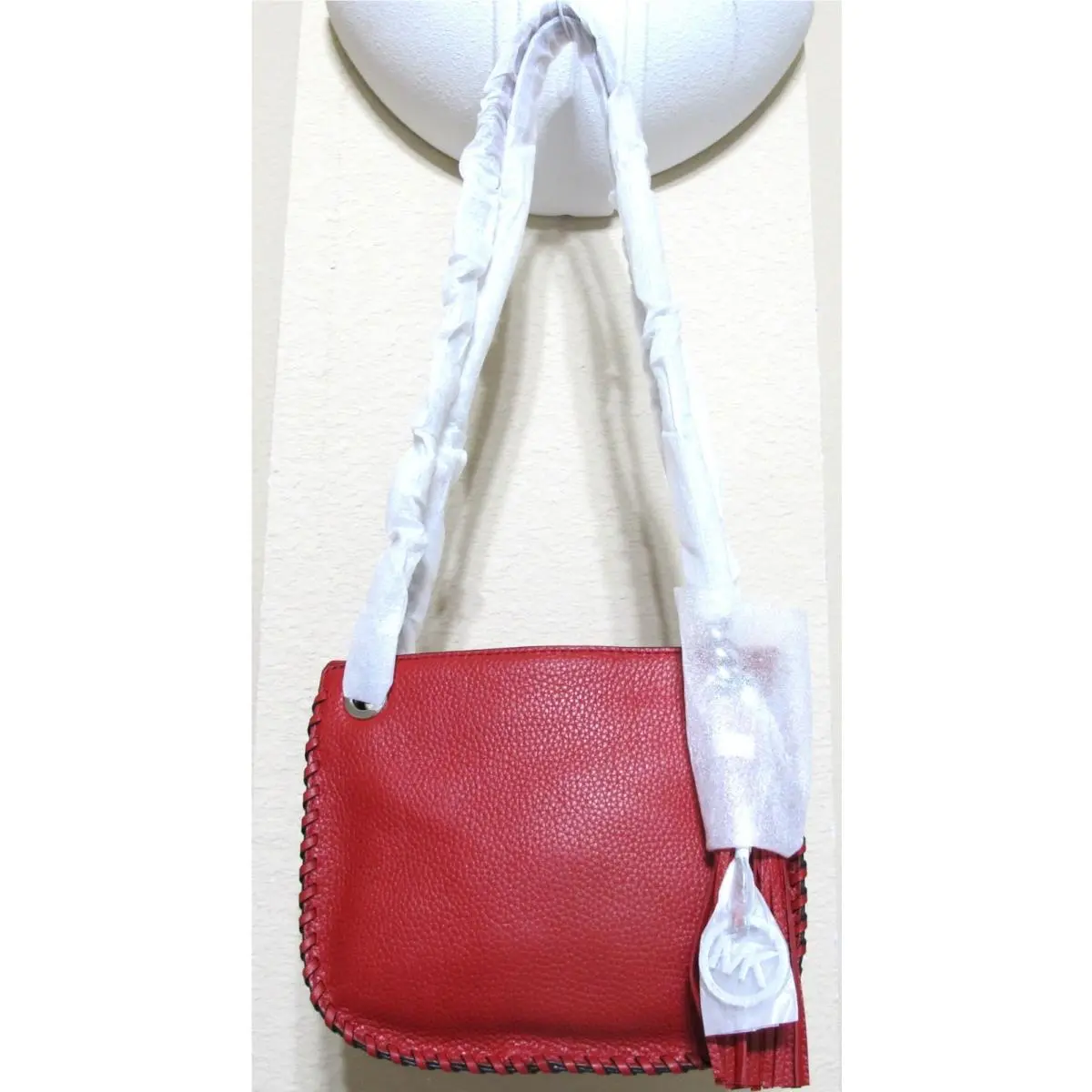 Michael Kors Whipped Chelsea Small Leather Messenger Red/silver