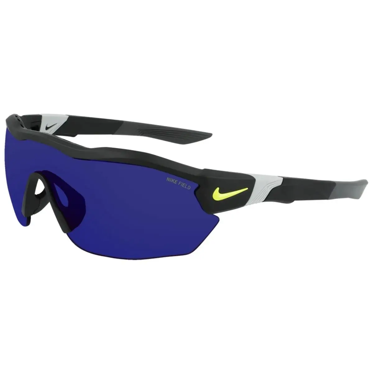 Nike Show X3 Elite E Men`s Mt Black/volt Semi-rimless Wrap Sunglasses DJ2024-013 - Frame: Matte Black/Volt, Lens: Field Tint