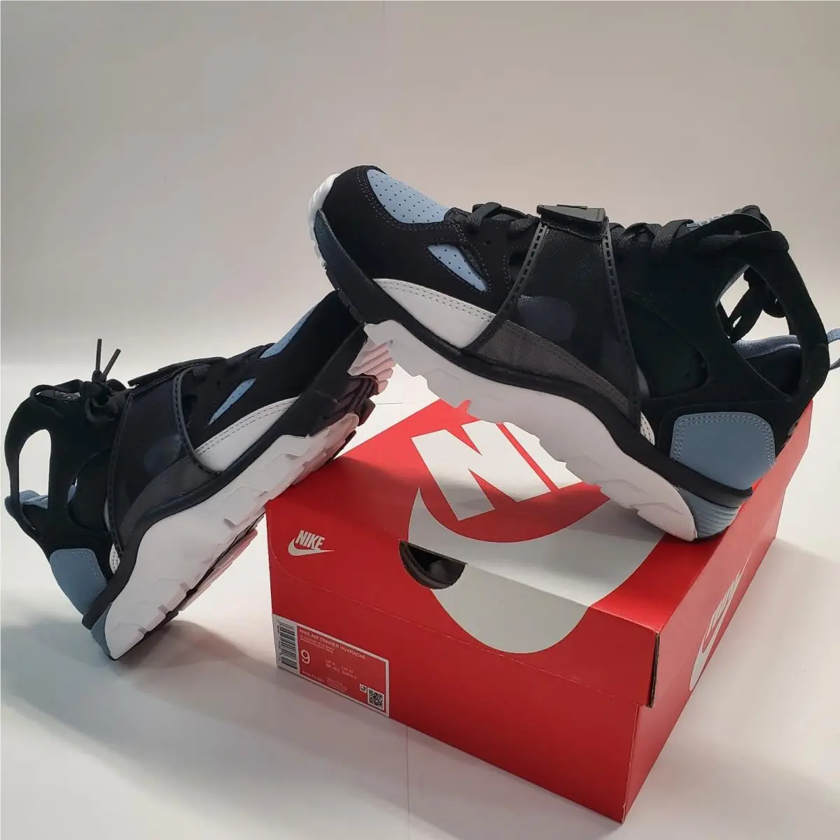 Nike Air Trainer Huarache OG Black Cool Blue Men US Size 9 Fresh Box