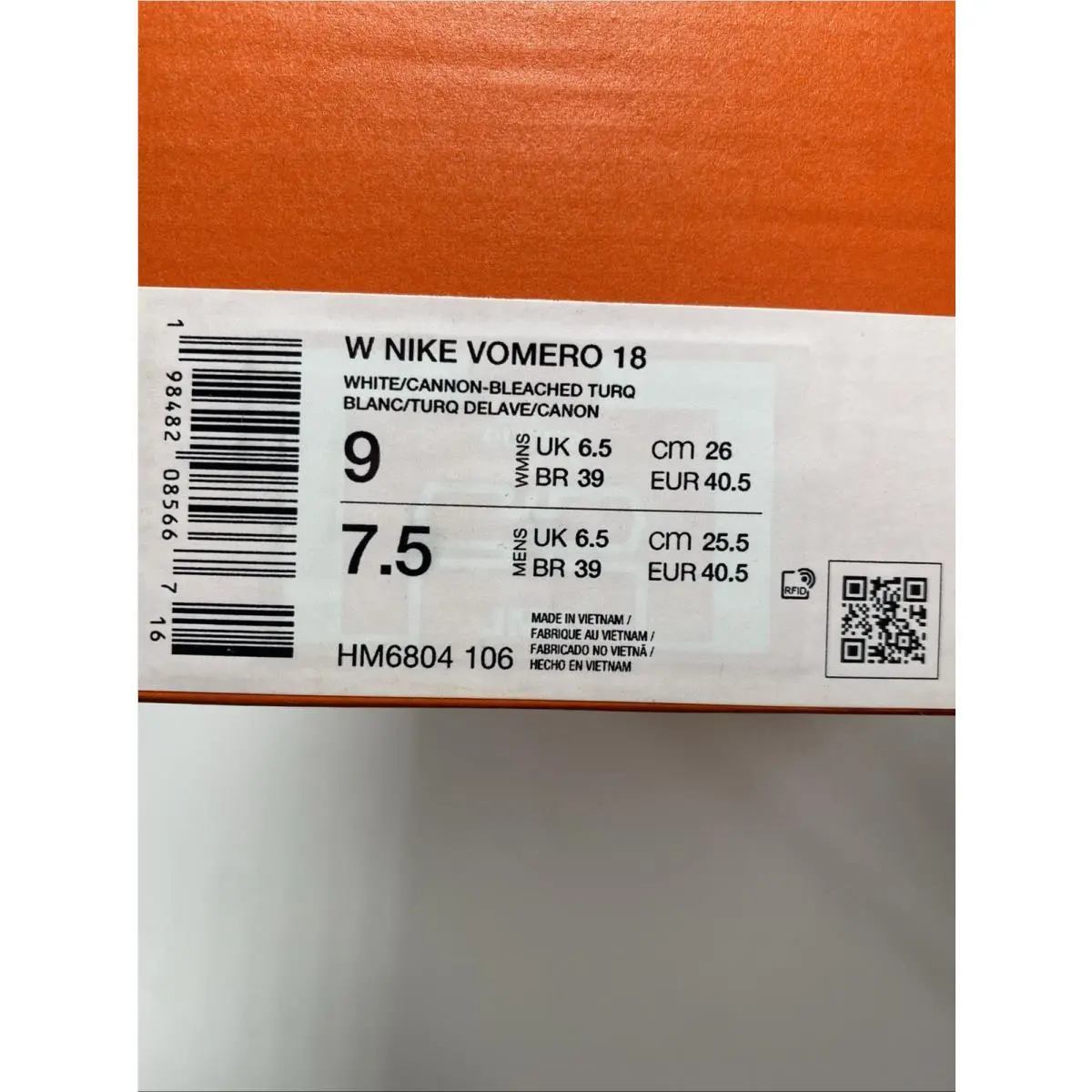 Nike shoes - Nike Vomero 18 - Vomero - HM6804 106 - White/Cannon-Bleached Turq (UPC: 198482085667) 6