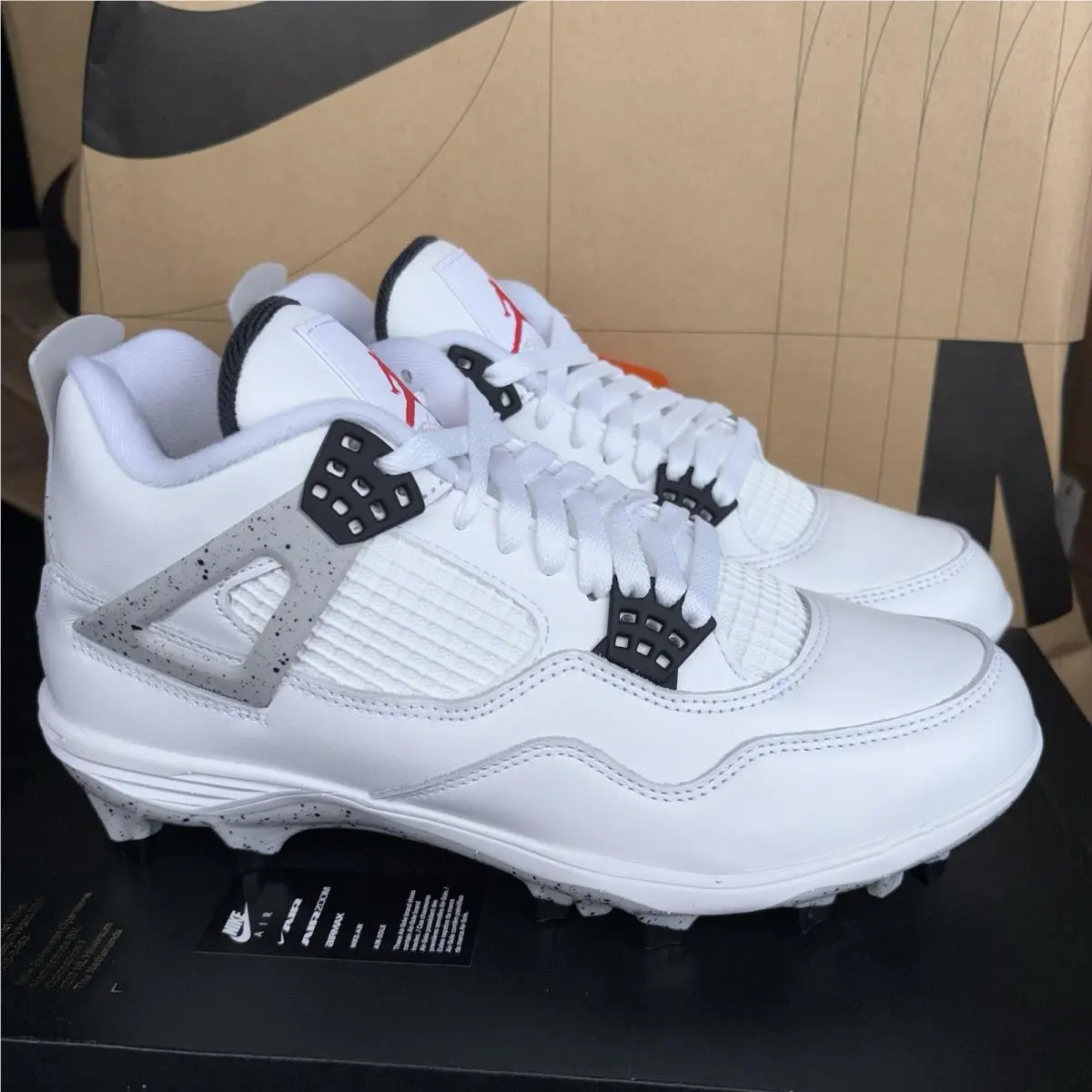 Nike Jordan 4 Retro TD `white Cement` Nby HQ0207-106 Men`s Size 8.5 Cleats