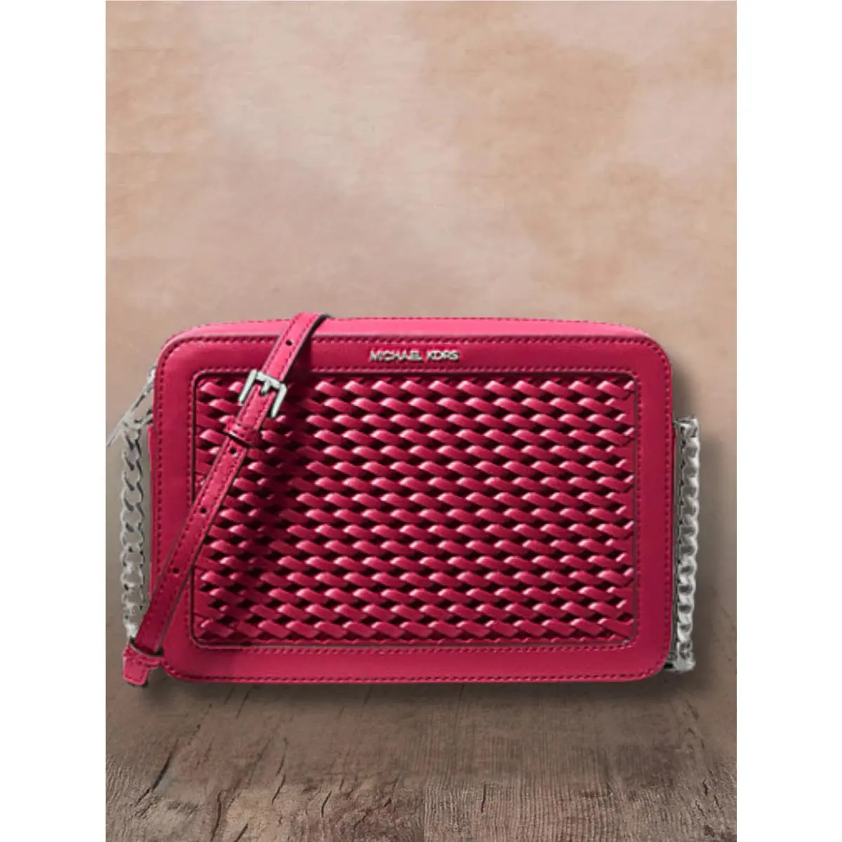 Michael Kors Large Handbag Purse Messenger Shoulder Crossbody Bag Dark Raspberry