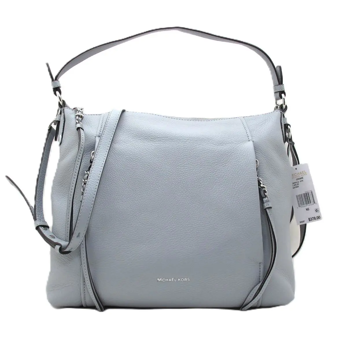 Michael Kors Corinne Large Hobo Leather Convertible Shoulder Crossbody Dove