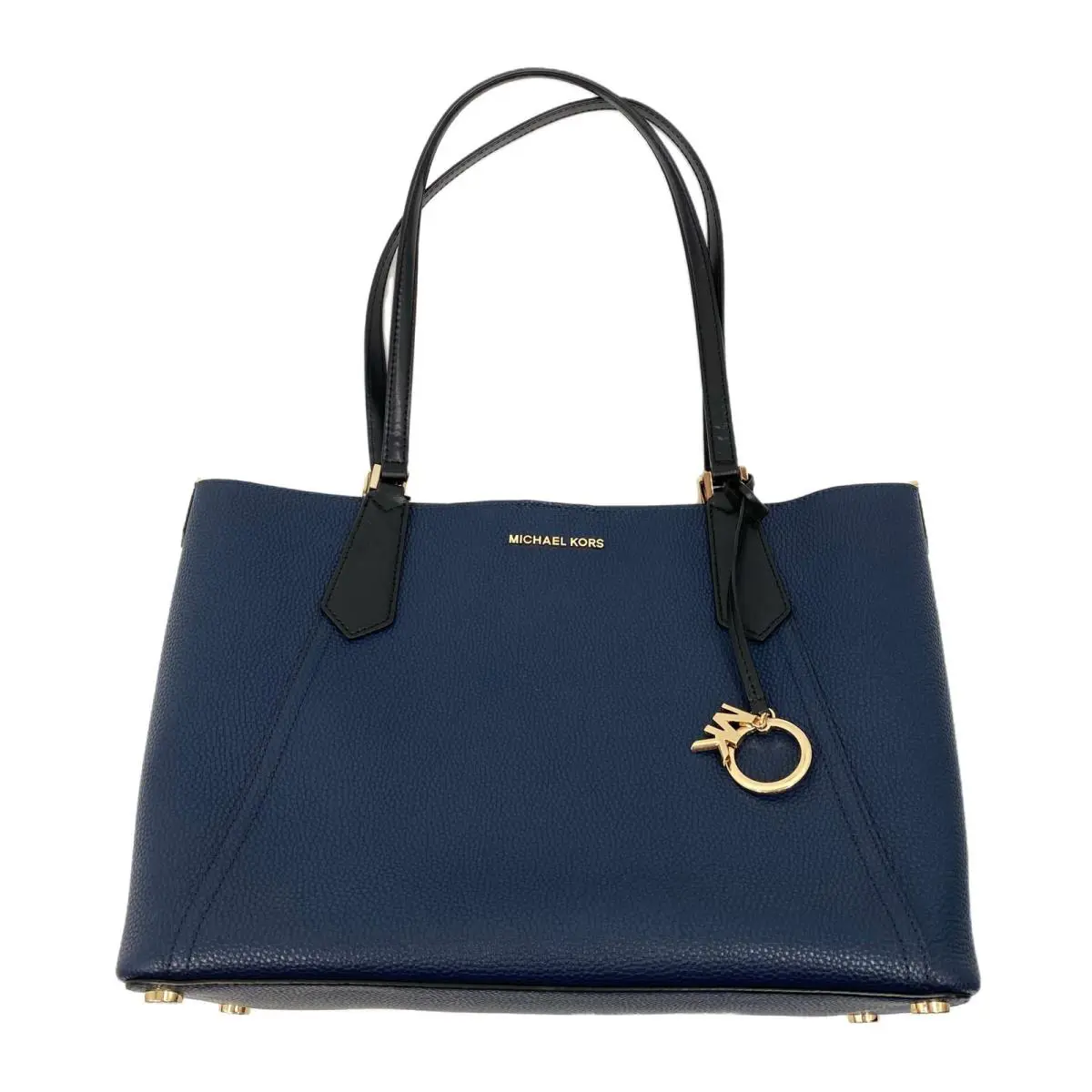 Michael Kors Blue Black Leather Shoulder Bag Classic Style
