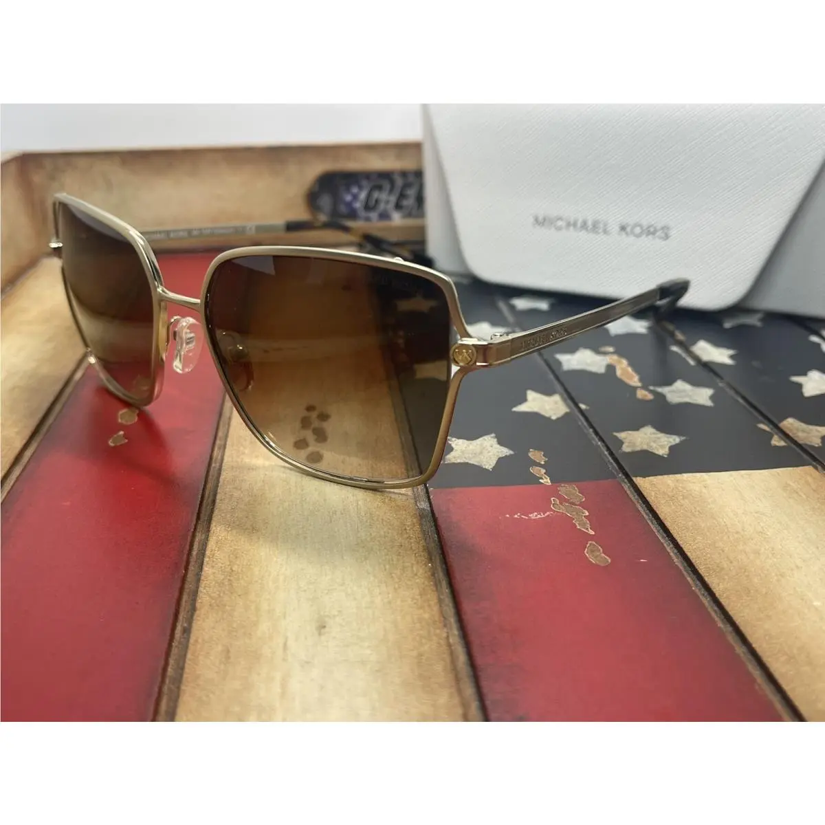 Michael Kors 1087 Sunglasses Cancun Satin Light Gold 56MM Option To Add RX