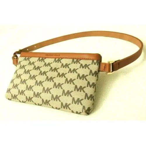 Michael Kors Leather Belt Bag Tan Fashion Signature Fanny Pack Womens Small