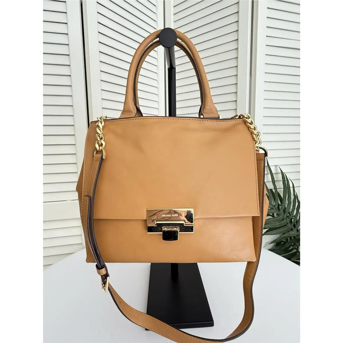 Michael Kors Karlie Peanut Tan Leather Satchel