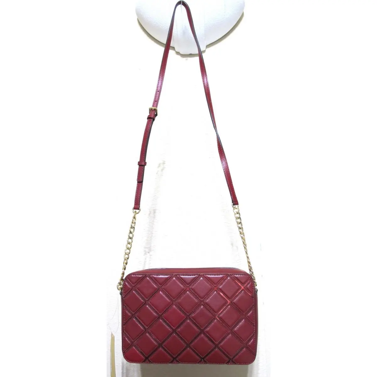 Michael Kors Jet Set Large EW Leather Crossbody Cherry Dark Red