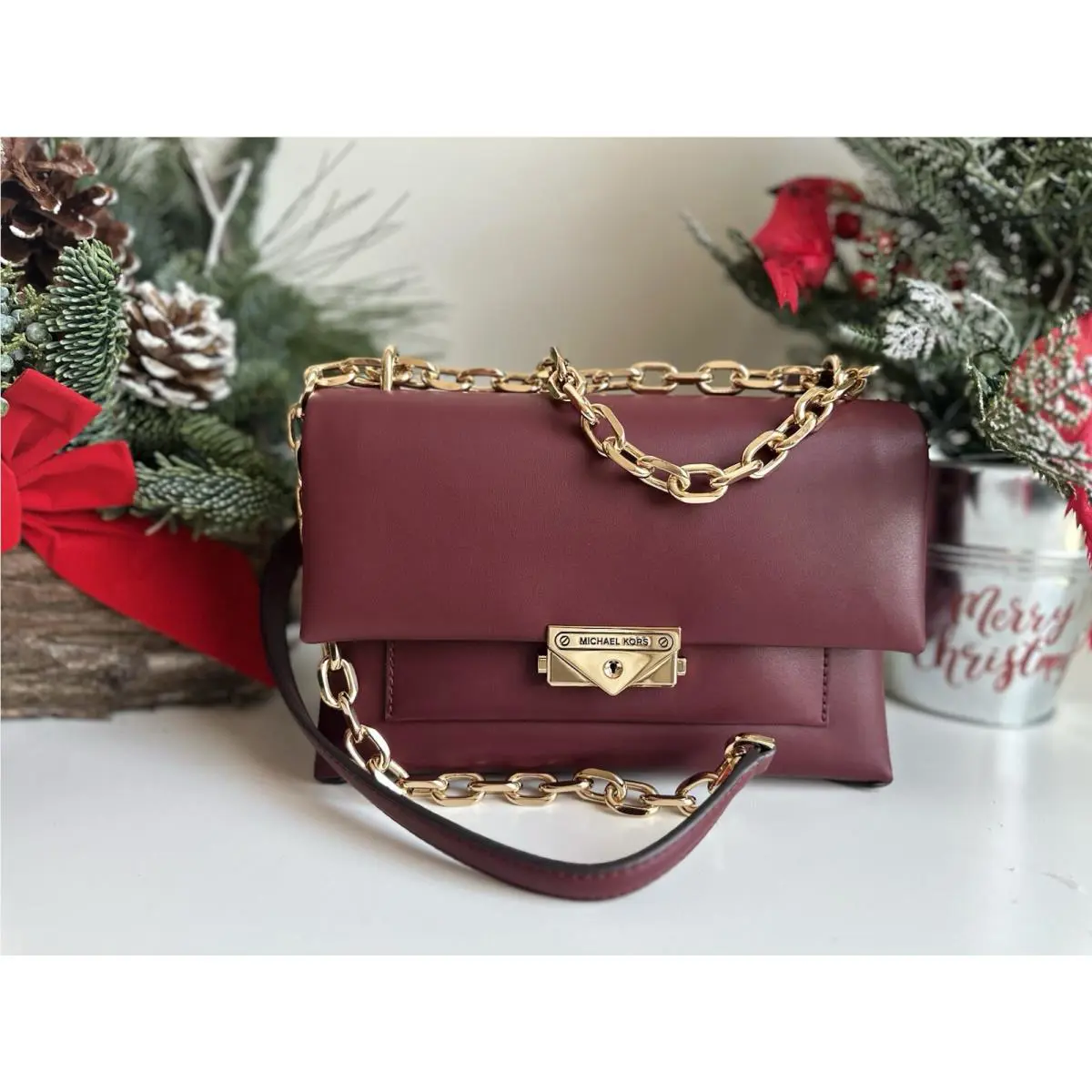 Michael Kors Cece Medium Shoulder Bag Dark Cherry