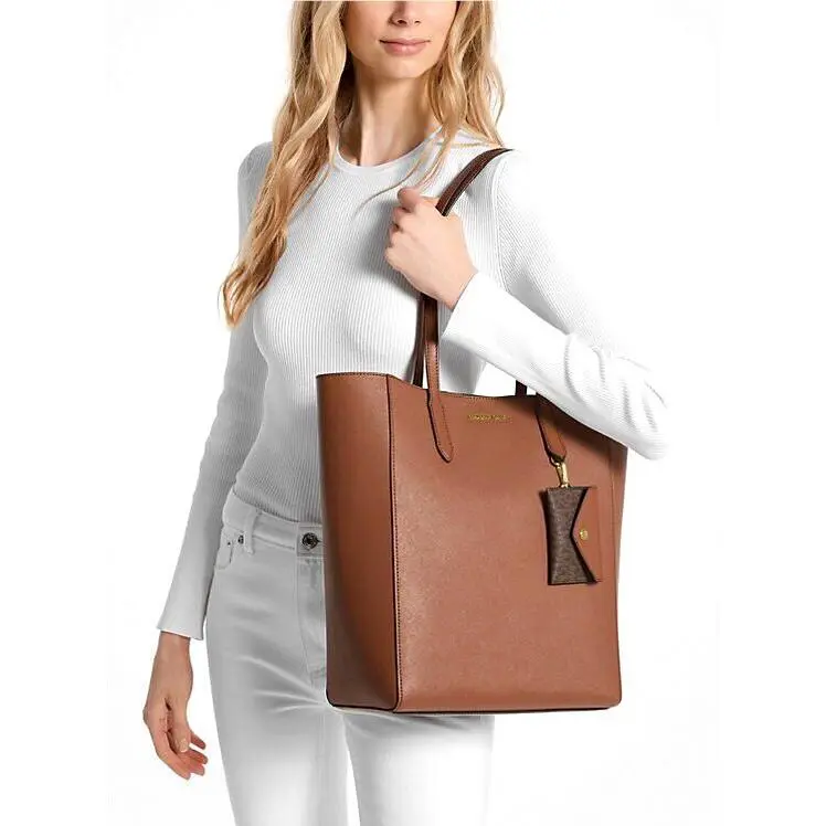 Michael Kors Vincent Large Saffiano Leather Tote Bag with Card Case Luggage - Exterior: Luggage