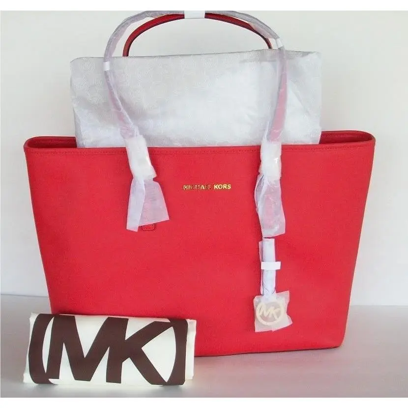 Michael Kors Jet Set Large Saffiano Leather Travel Totegold/ Mandar