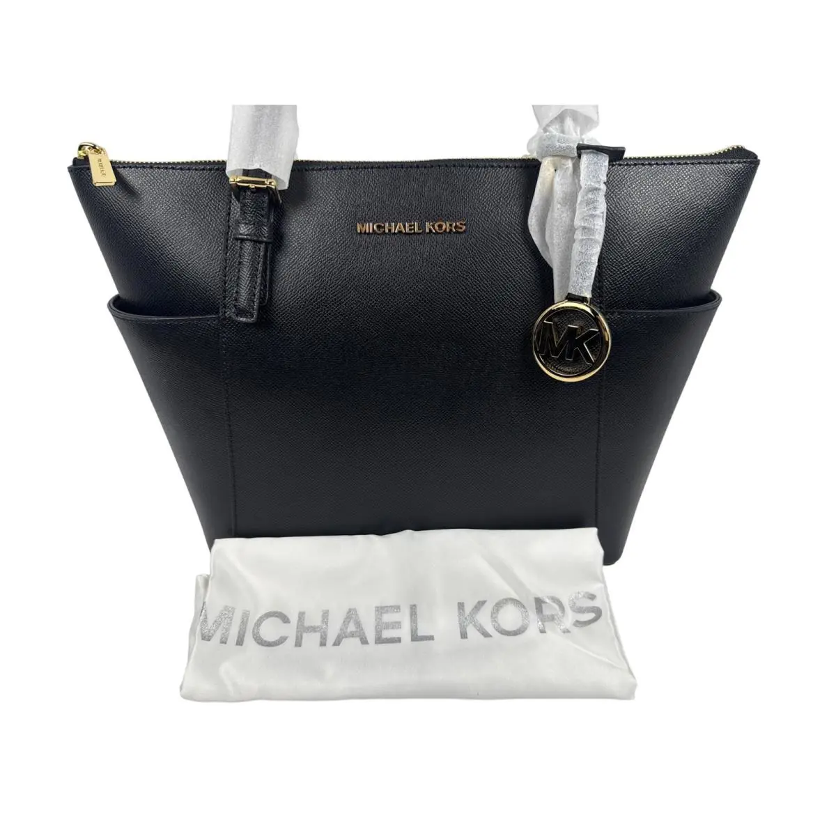 Michael Kors Women`s Jet Set Large Tote Bag Black Saffiano Leather