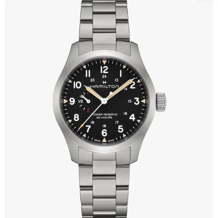 Hamilton Khaki Field Mechanical Power Reserve Black Dial Men`s Watch H69509130