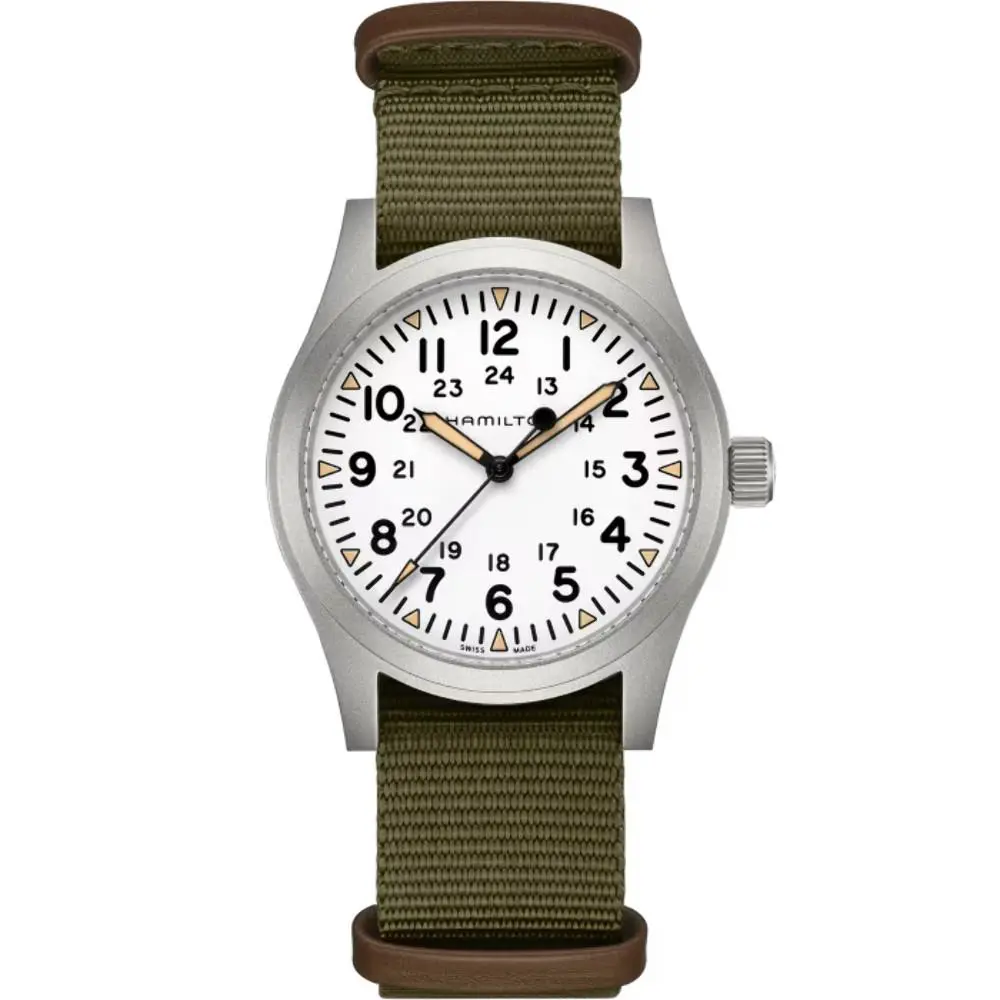 Hamilton Khaki Field Mechanical 42MM White / Nylon White Dial Wristwatch H69529913