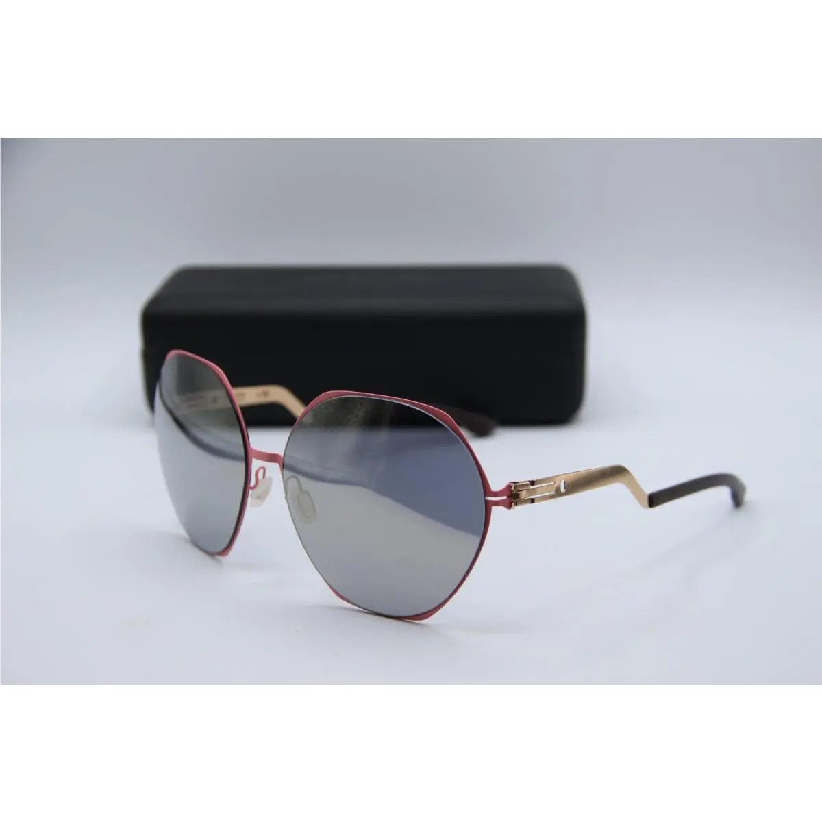 IC Berlin KU Damm Rose Flamingo Pink Mirrored Sunglasses W/case 55-16