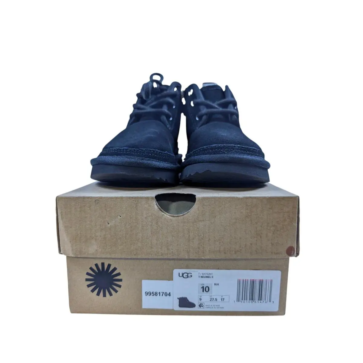 Ugg Toddlers 10 Neumel II Boots Black Suede Ugg Plush Booties Zip Lace up - Black