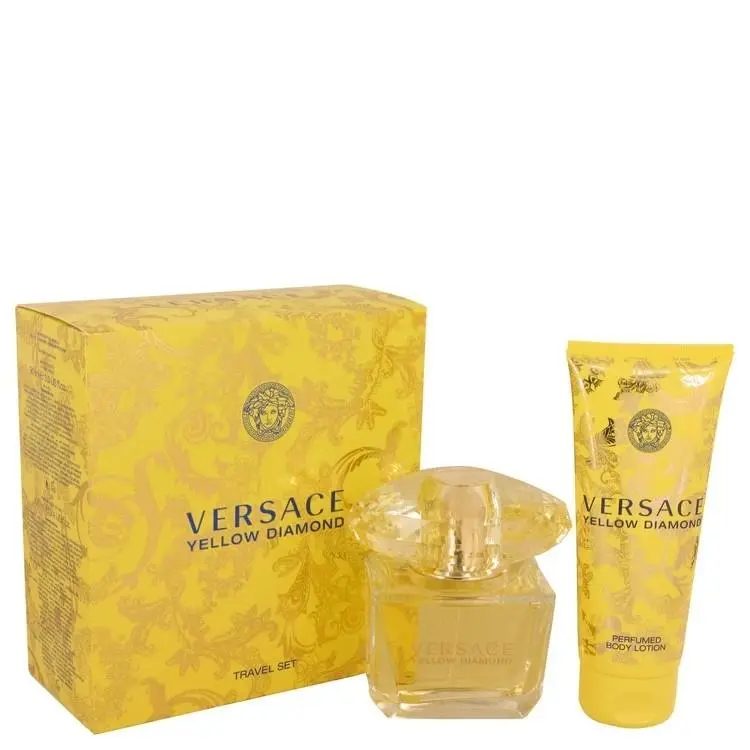 Yellow Diamond by Versace Gift Set Edt Spray 3oz Body Lotion 3.4oz For Women