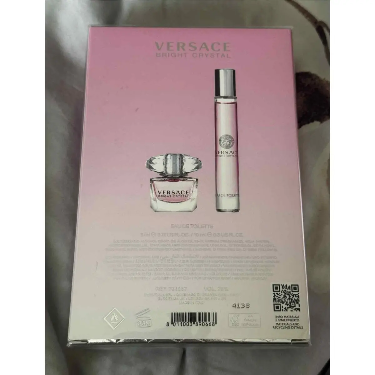 2PC Gift Versace Bright Crystal Edt Perfume Travel Size 5ml+10ml