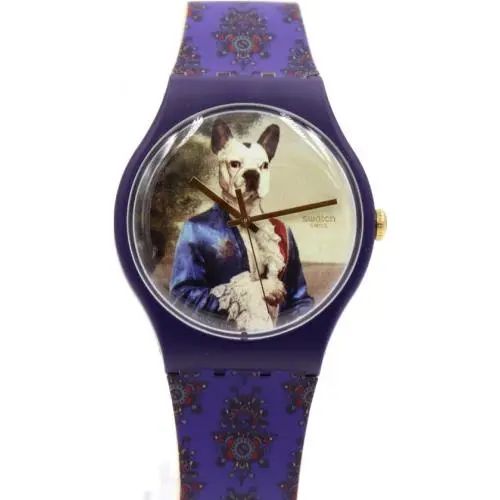 Swiss Swatch Originals Sir Dog Blue Silicone Men Watch 41mm SUON120
