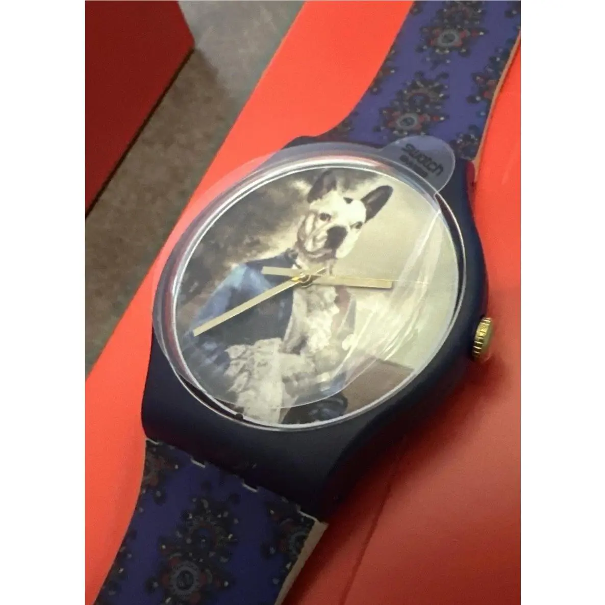 Swiss Swatch Originals Sir Dog Blue Silicone Men Watch 41mm SUON120