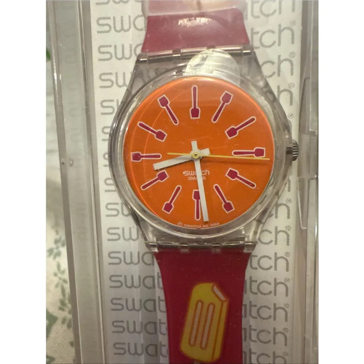 Vintage Swatch Watch Summer Treat GE155 2004 Case Papers Ice Cream Band
