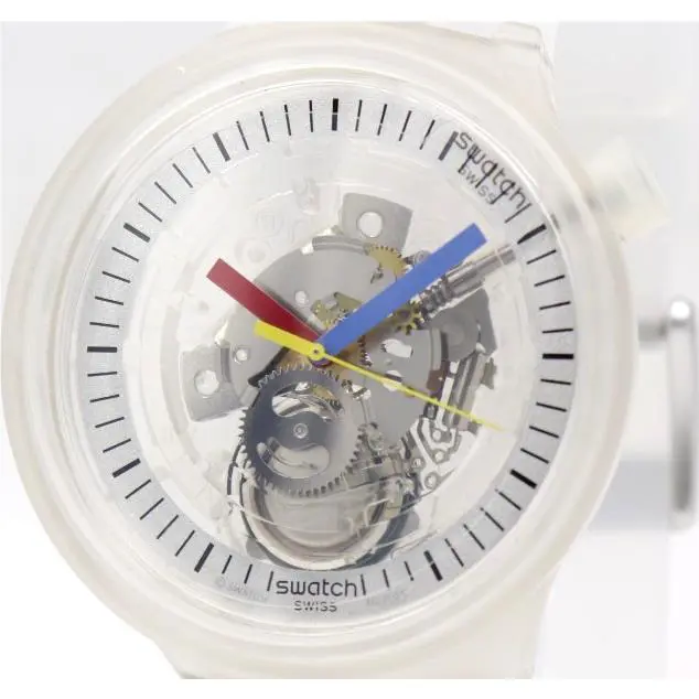 Swiss Swatch Clearly Bold Matte Silicone Skeleton Watch 47mm SB01K100