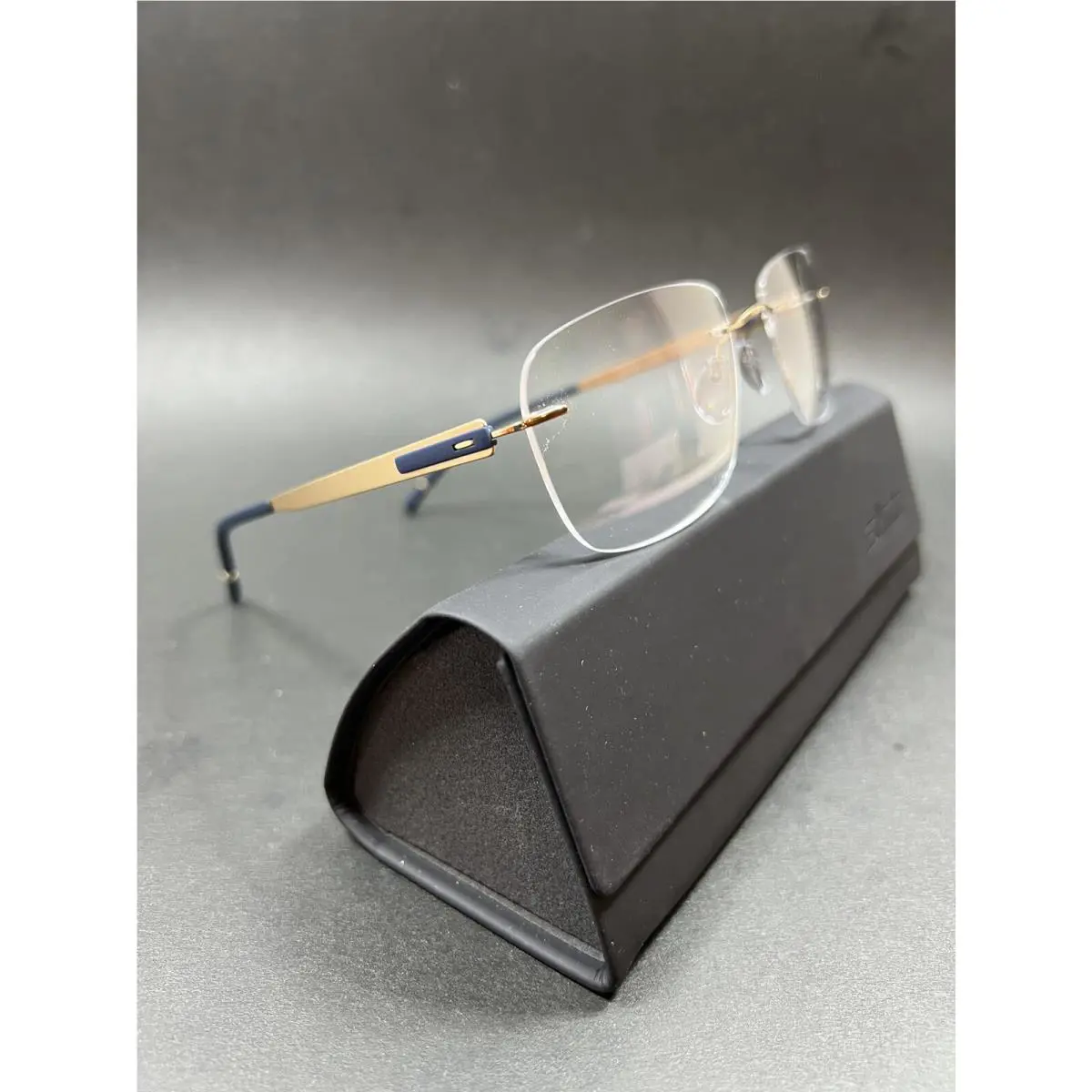 Silhouette Eyeglasses 5555 KS 7630 Gold Navy Blue Blend Rimless 56-19-140