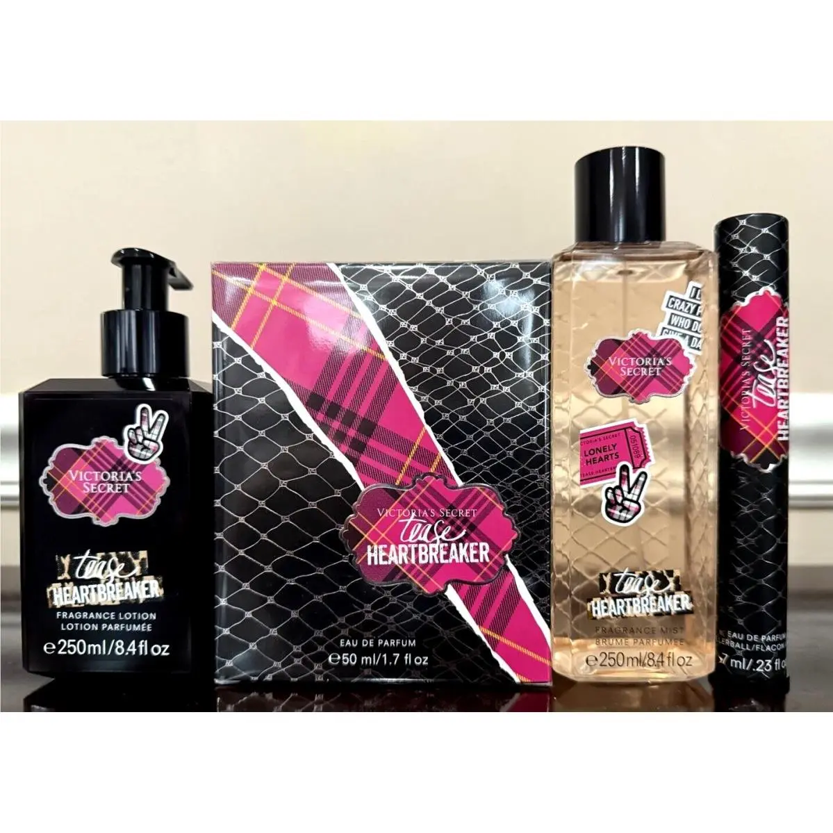 Victoria`s Secret Lot of 4 Tease Heartbreaker Perfumes Lotion Mist