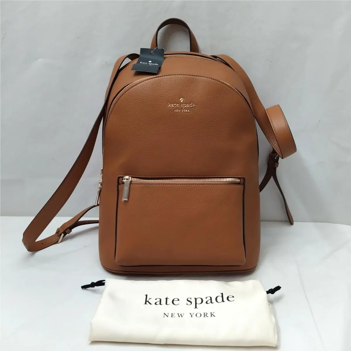 Kate Spade New York Lena Brown Leather Zipper Closure Top Handle Backpack