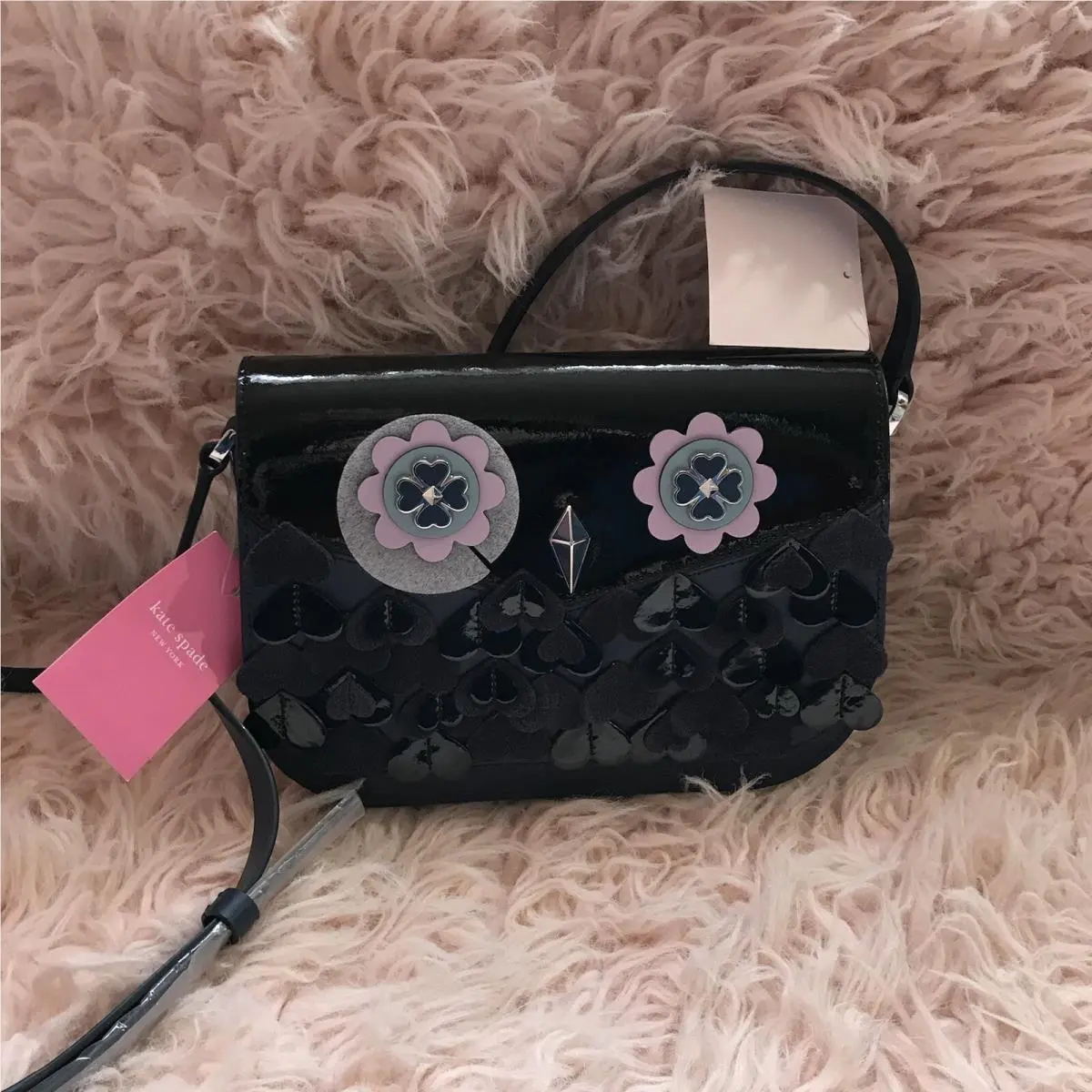 Kate Spade Cute Owl Crossbody Bag Blue Black Purse