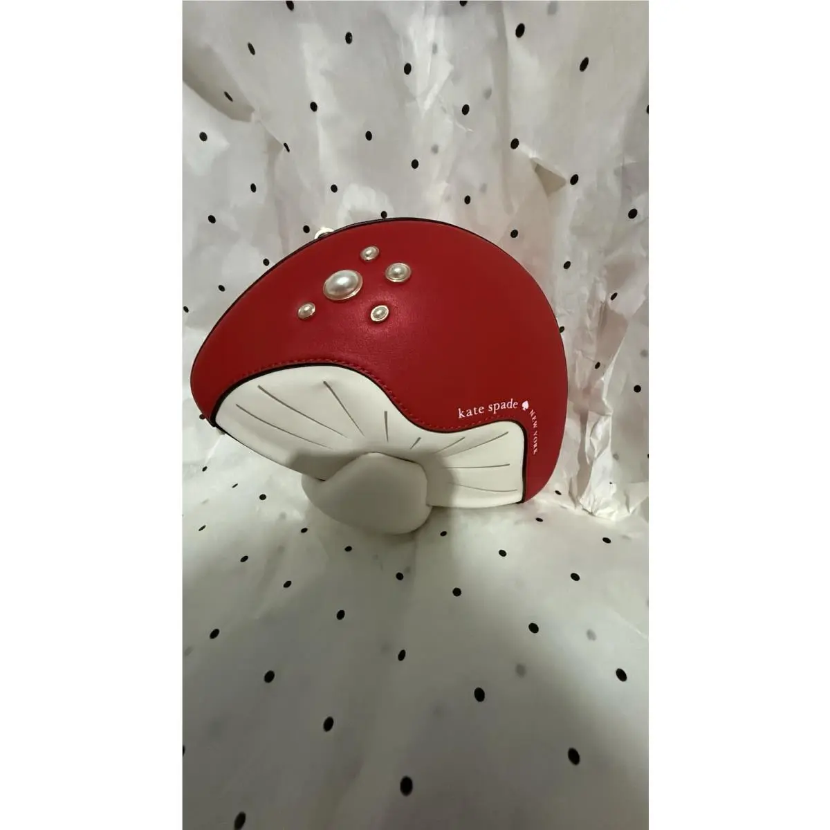 Kate Spade Take a Hike 3D Mushroom Pearl Crossbody Bag Handbag KL919 Ruby Red