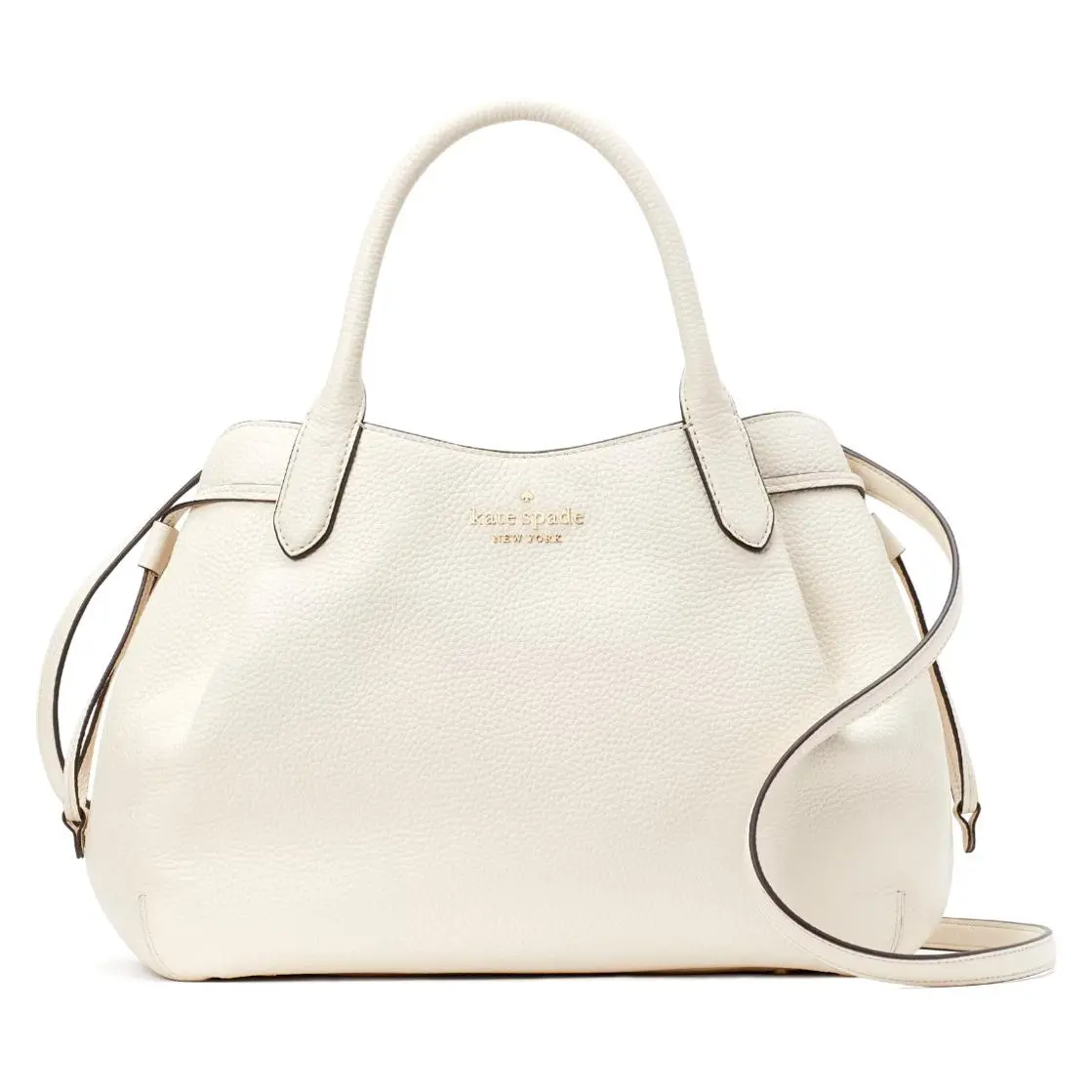 New Kate Spade Dumpling Large Satchel Pebble Leather Parchment - Exterior: Parchment Multi