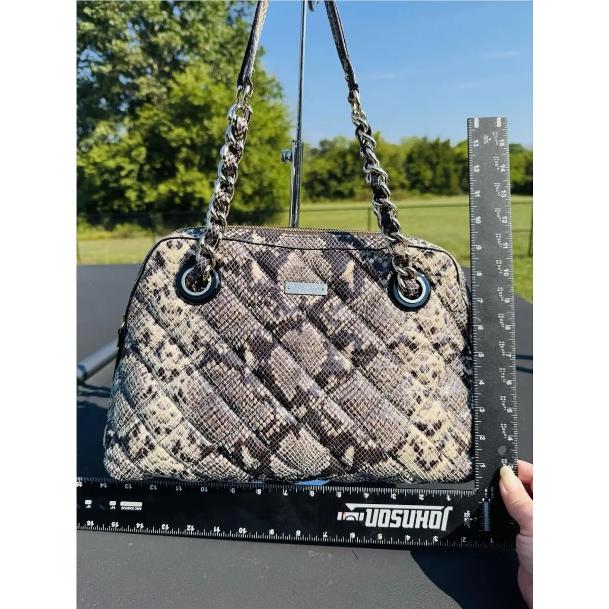 Kate Spade New York Georgina Gold Coast Snakeskin Quilted Hand Shoulder Tote Bag