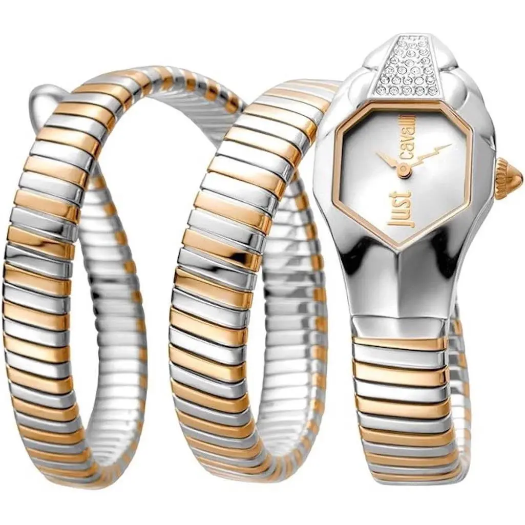 Women`s JC1L022M0075 Signature Snake Two Tone Quartz Watch by Just Cavalli