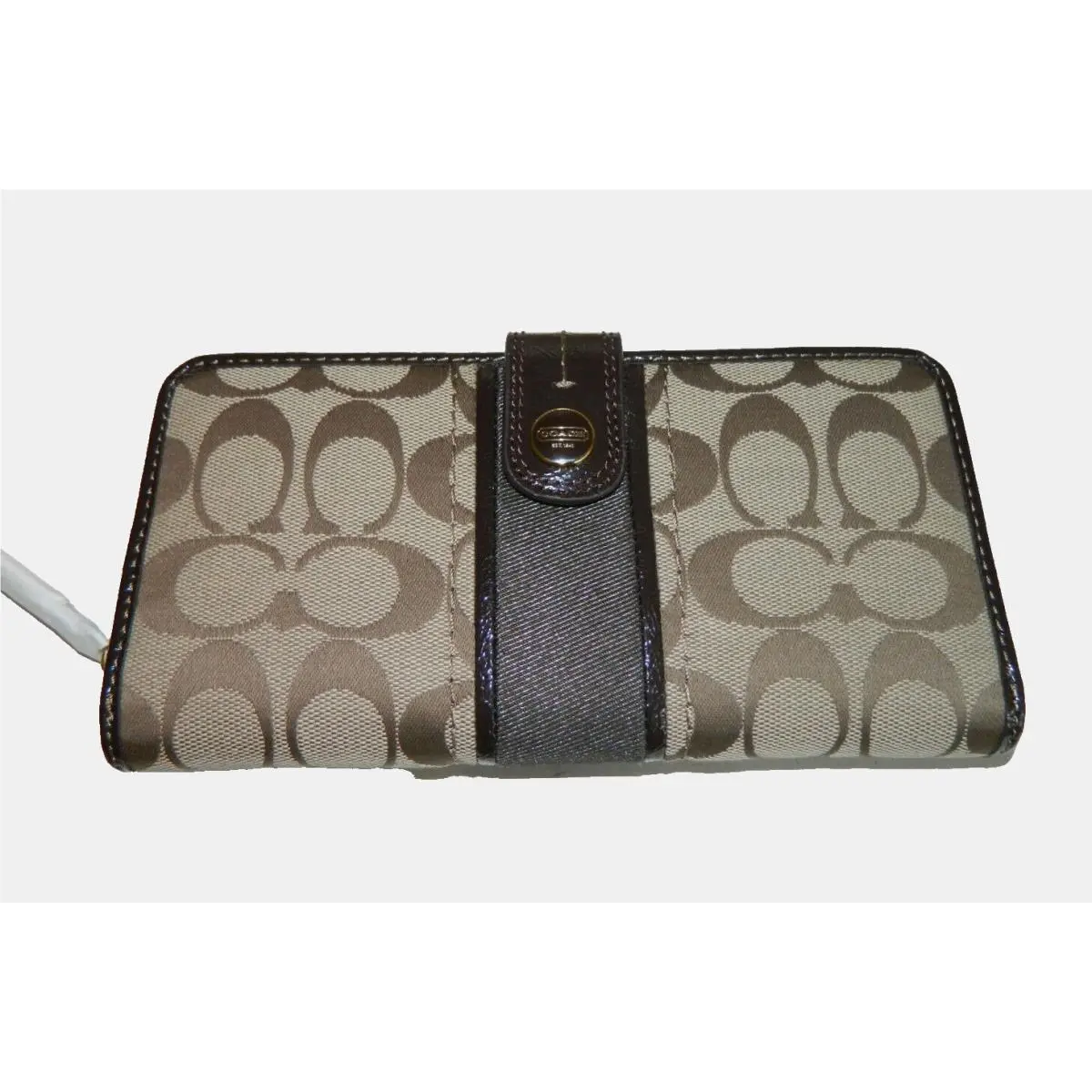 Y2K Coach Signature Card Wallet Black/white or Khaki/mahogany F48784