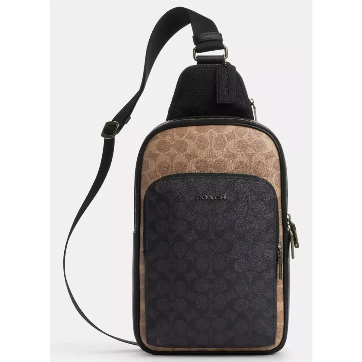 Coach Ethan Pack X-body Blocked Signature Canvas CZ394 In Tan Charcoal Black