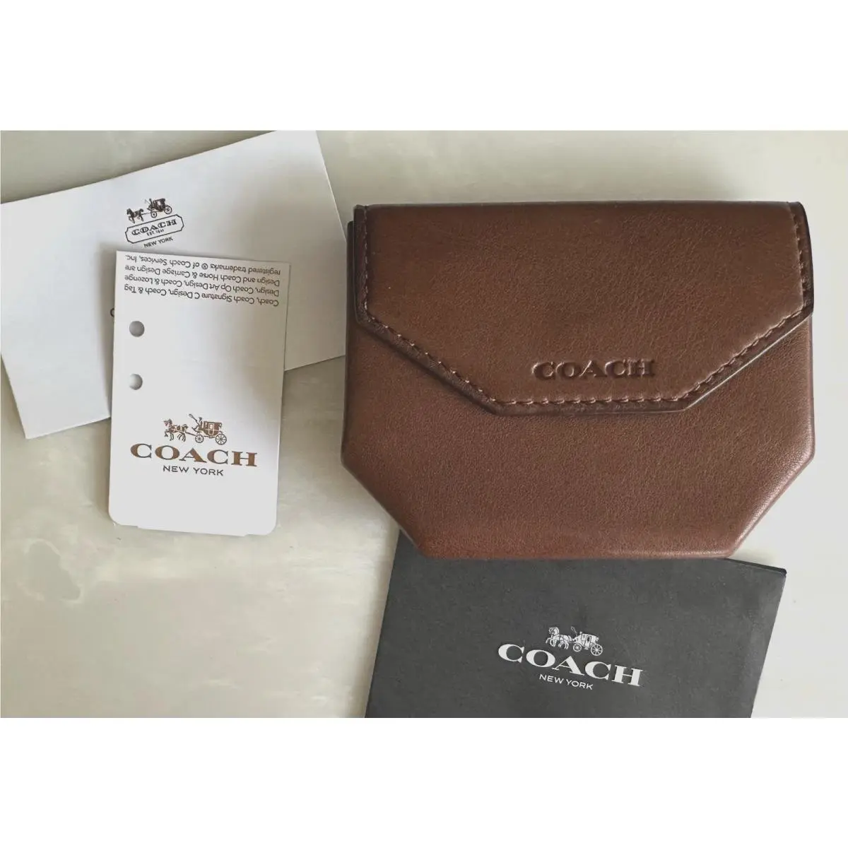 Coach Vintage Fawn Leather Geometric Coin/change Purse Pouch 74297