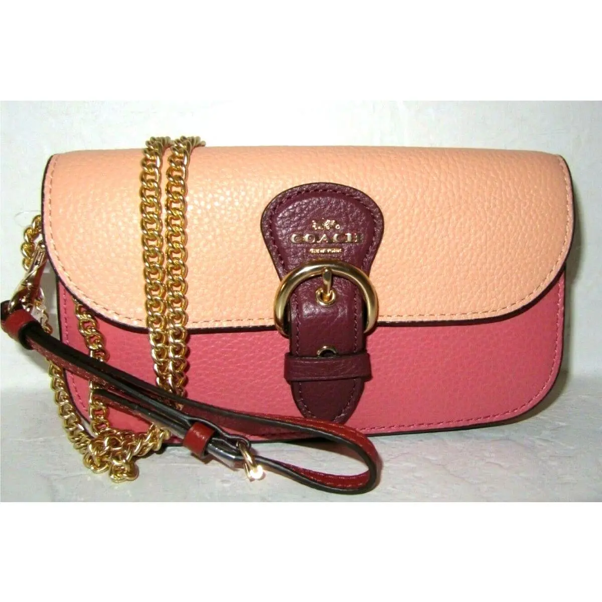 Coach C8840 Kleo Crossbody Wristlet Bag Color Block Blush Leather