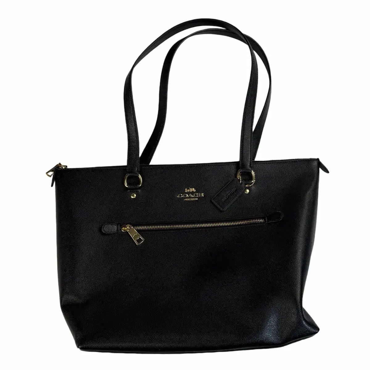 Gallery Tote Black Crossgrain Leather Gold Hardware F79608 by Coach