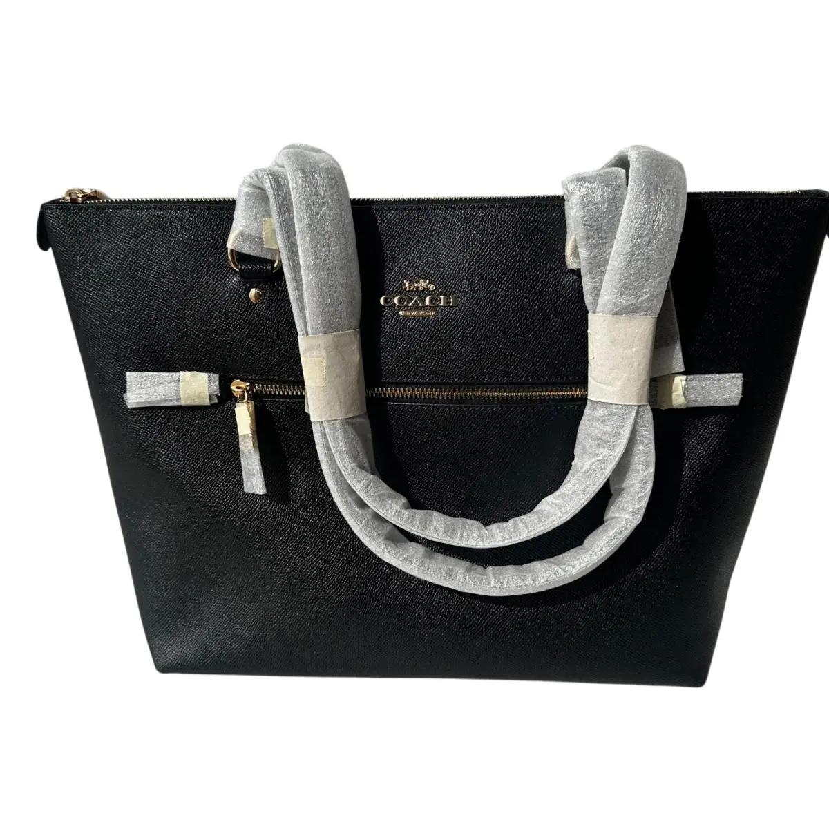Coach Signature Black Leather Gallery Tote Shoulder Handbag F79608