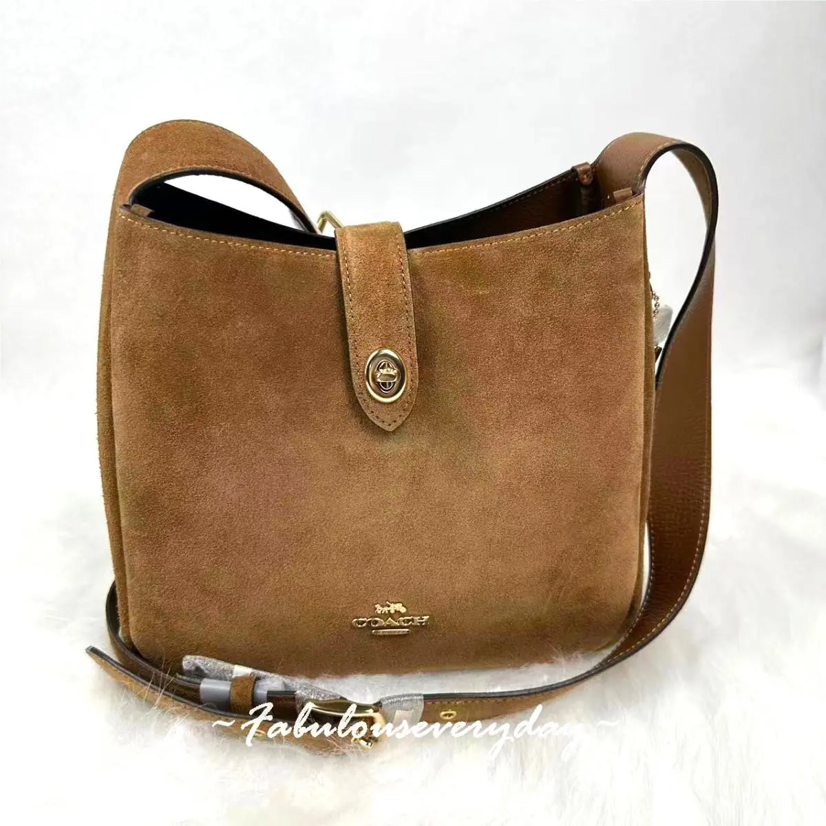 Coach Hadley Convertible Shoulder/crossbody Bag In Suede/gold/sienna CCG43