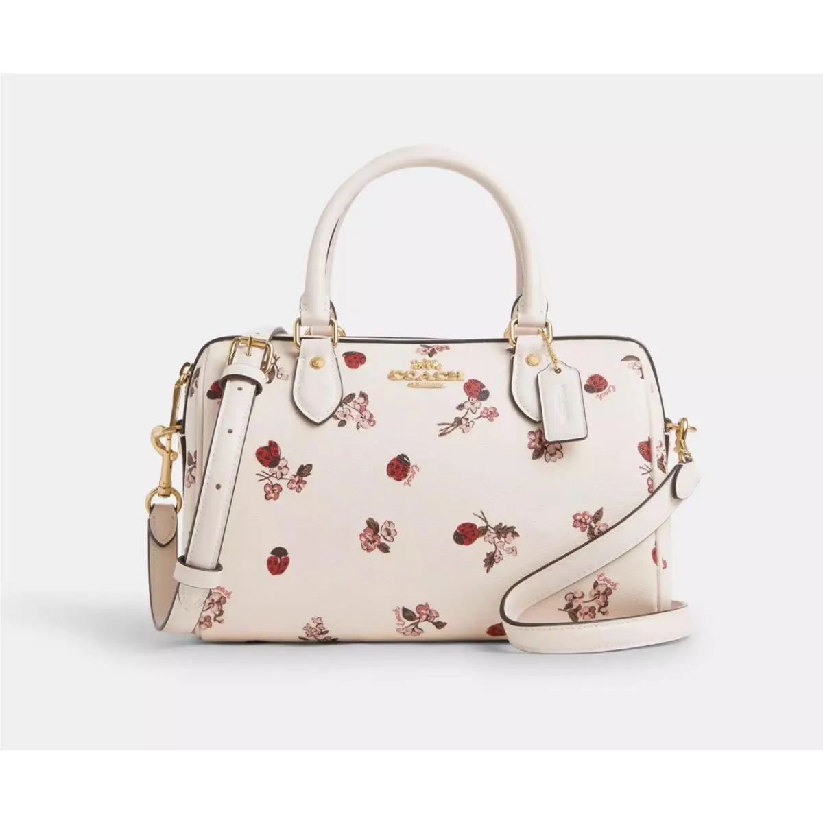Coach Rowan Satchel with Ladybugfloral Print Gold/chalk Multi CU272