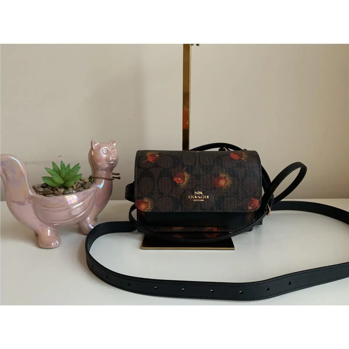 Coach C6040 Signature Coated Canvas Poppy Floral Foldover Crossbody Belt Bag