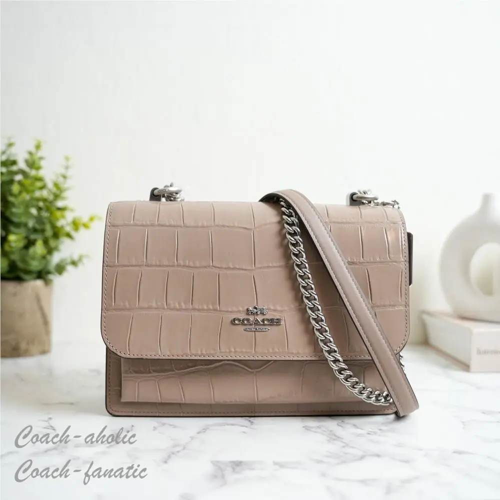 Coach CC840 Klare Crossbody Bag Crocodile-embossed Leather Silver /stone