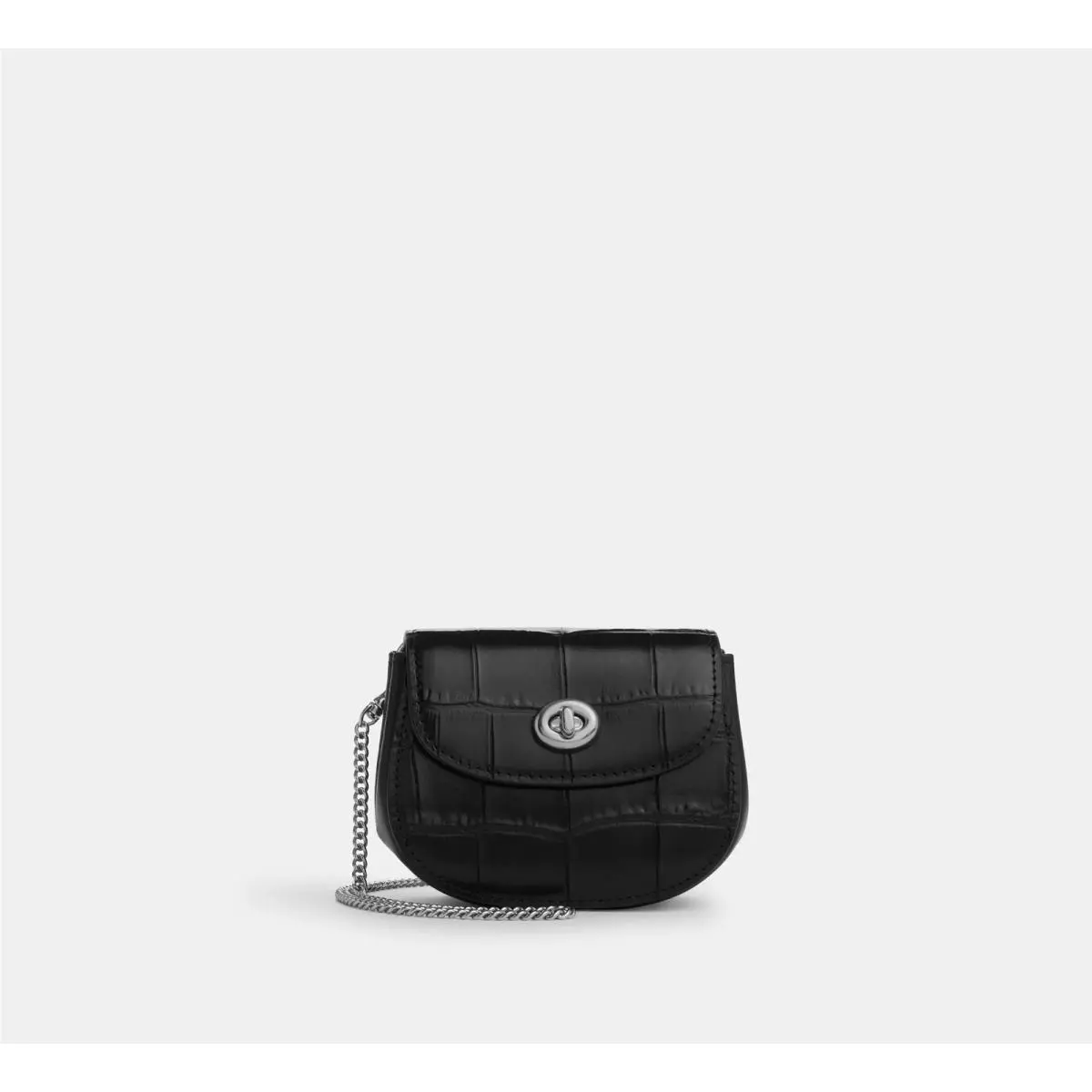 CZ475 Turnlock Card Case Crossbody Black Crocodile Embossed Leather by Coach