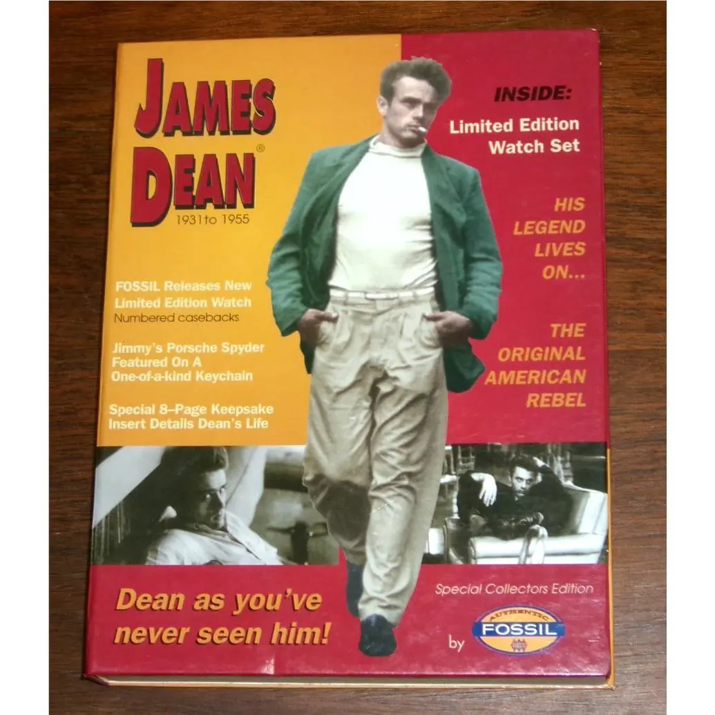 Limited James Dean Fossil Watch Collector Box Set Porsche Spyder Keychain Coa