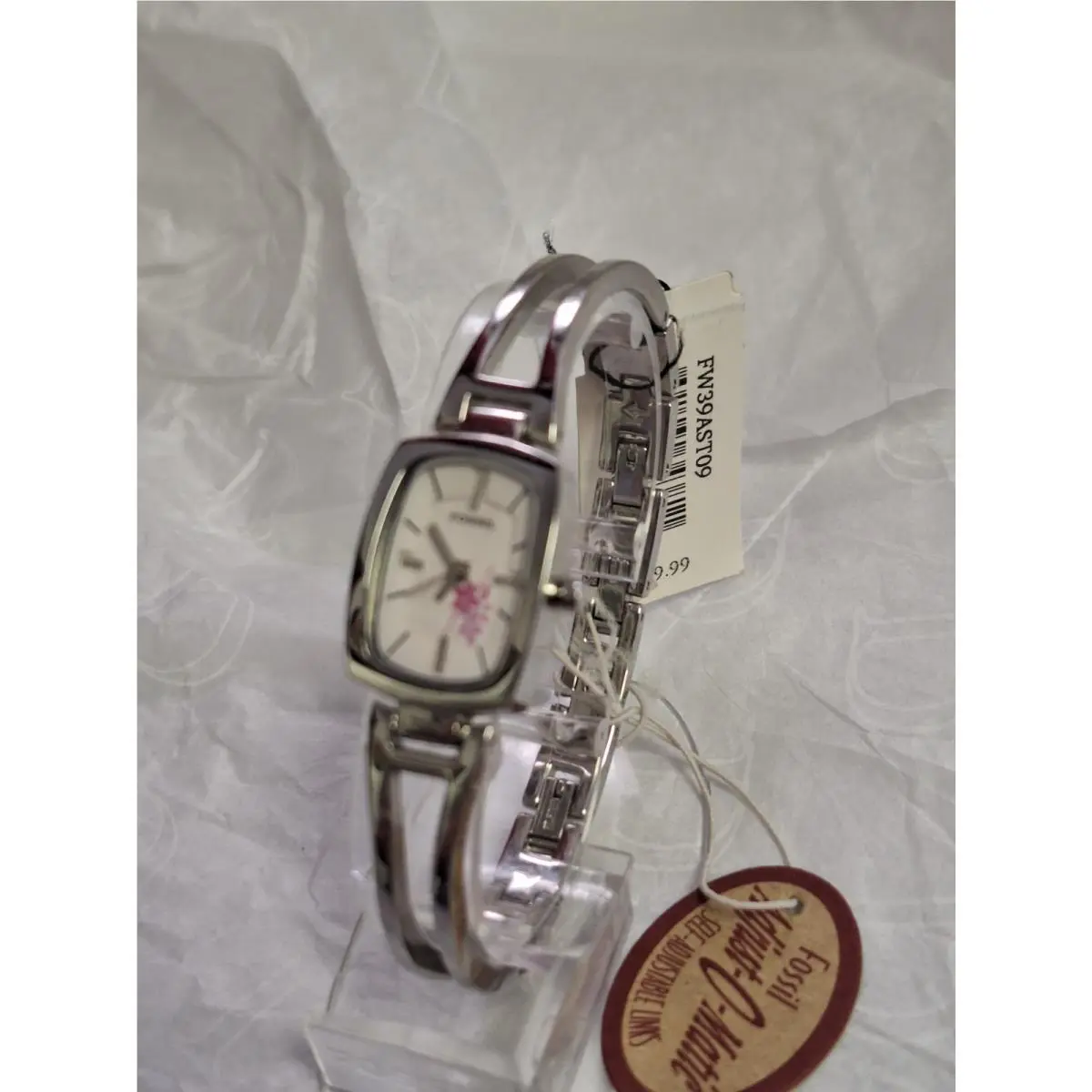 Fossil Ladies F2 Three-hand Silver Stainless Pink Flower Dial Watch es1449